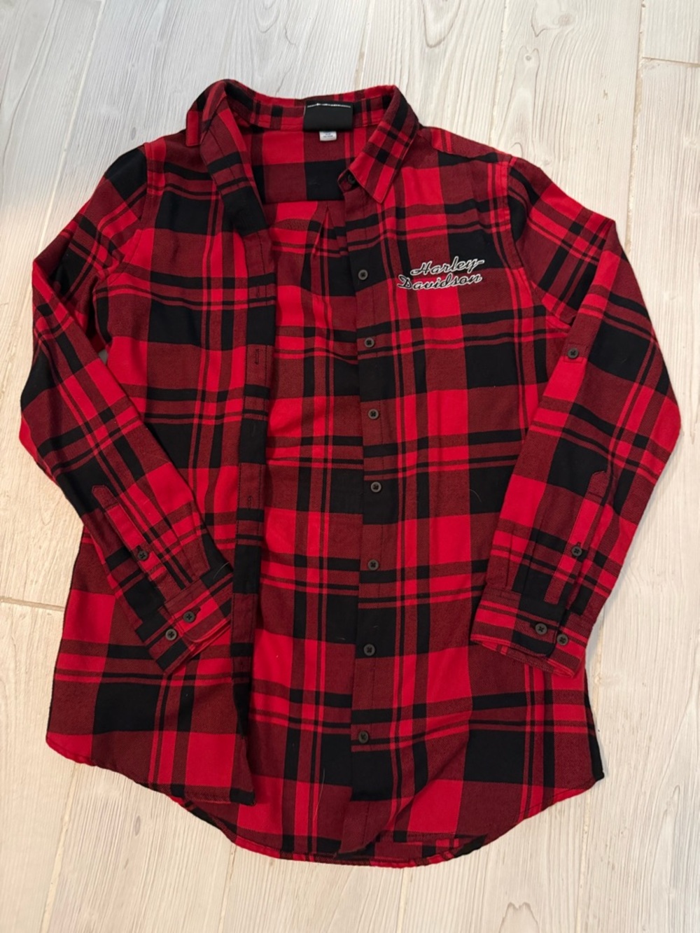 Harley-Davidson Red and Black Plaid Flannel Shirt
